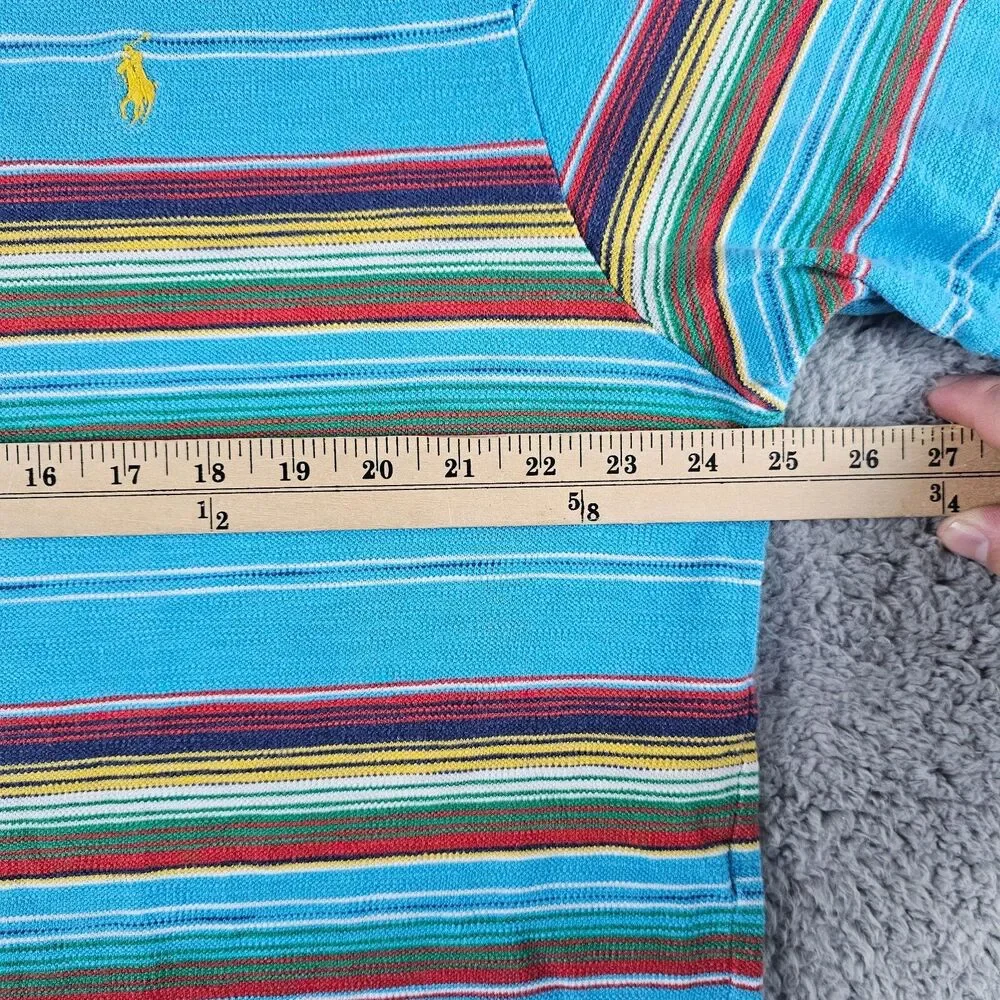 Vintage Polo Ralph Lauren Shirt Mens XXL Blue Striped Short Sleeve Preppy Casual